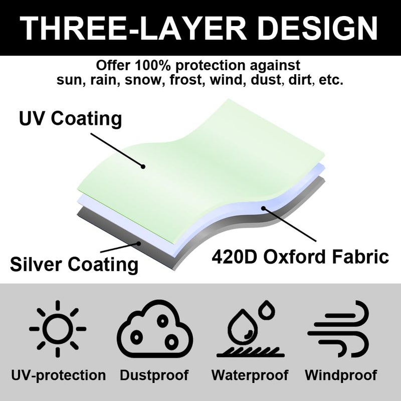 POYEE Umbrella Cover, 420D Waterproof Outdoor Patio Umbrella Cover for 7.5ft to 11.5ft Cantilever Offset Umbrella, Gray - Image 3